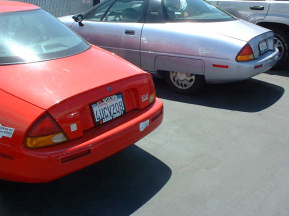 Taken back by GM, these two EV1 cars were crushed instead of sold for $50,000.